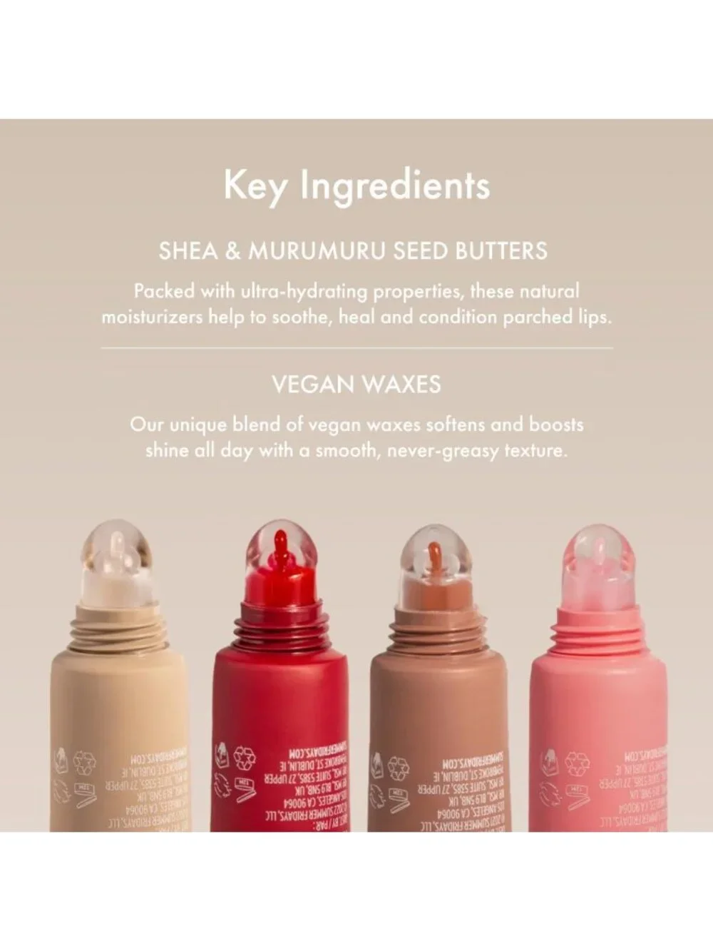 Moisturizing Lip Butter Balm - Vegan Lip Gloss for Shine & Sheer Color - Summer